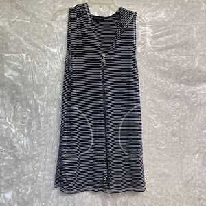 CLUB Z COLLECTION Women’s Blue & White Striped Hooded Stretchy‎ Dress Size Med